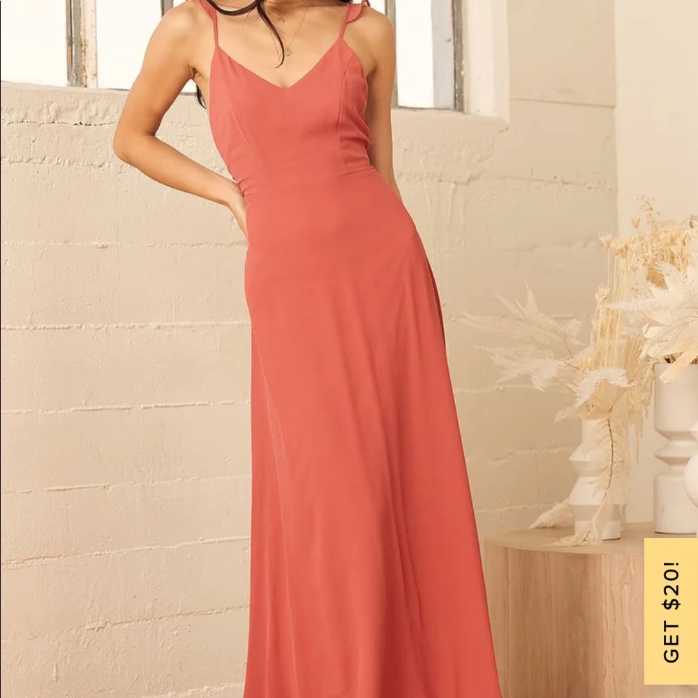 Lulus Meteoric Rise Rusty Rose Maxi Dress - Small